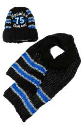 Комплект детский (для мальчика) шапка и шарф с нашивкой номера 65PB15-032 junior (Черно-синий)