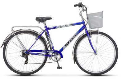 Городской велосипед STELS Navigator 350 Gent 28 Z010 синий 20” рама с корзиной (2017)