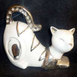 Сувенир кошка изгиб серебро 15x13 см.