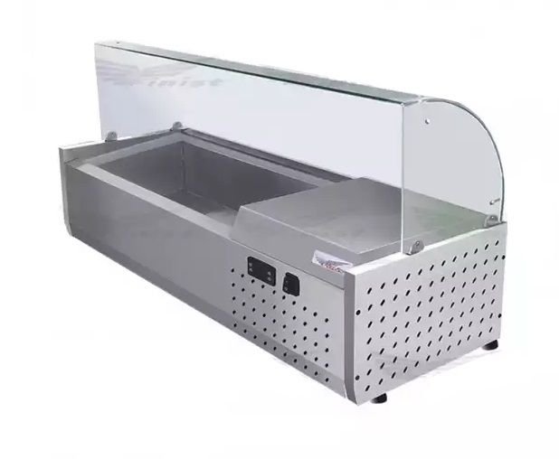 Холодильная витрина ToppingBox НХВсм-5, для ингредиентов, настольная, с гнутым стеклом, 1280 мм