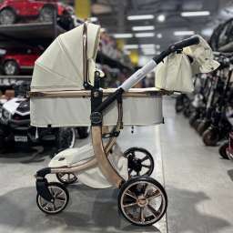 Детское 4-х колесное шасси-трансформер Luxmom 608 2в1 new бежевая экокожа
