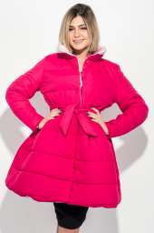 Куртка женская с пышной юбкой, с поясом 69PD891 (Малина-розовый)