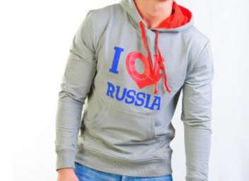 Толстовка с капюшоном “I love Russia”