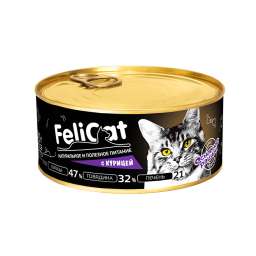FeliCat Корм консервированный мясной для кошек с курицей, 290 гр.