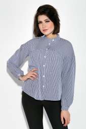 Рубашка женская, свободного покроя 64PD239 (Сине-белый, полоска)