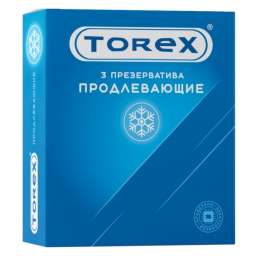 Презервативы TOREX латексные продлевающие с бензокаином гладкие (3 шт/уп)