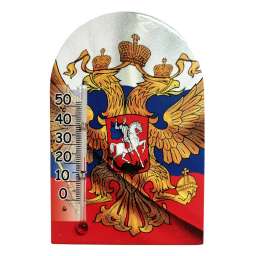 Магнит с термометром Герб России 8х12см 6190