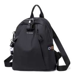Городской женский рюкзак из прочной ткани - модный и практичный / черный