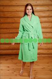 Махровый женский халат -“ЭЛИТ”  шалька 52, салатовый