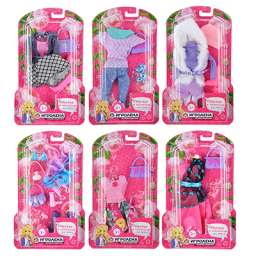 ИГРОЛЕНД Одежда для кукол с аксессуарами, текстиль, пластик, 6 дизайнов, 15,5х26х2,5см