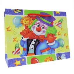 Пакет подарочный картон 24*18*10см детский — клоун