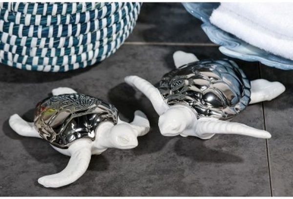 Casablanca, керамические черепахи “Марлин”, цвет бело-серебристый (продаются парой)