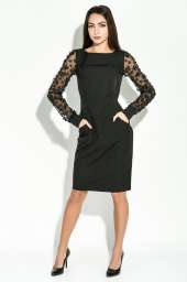 Платье женское, рукав «Фонарик» 95P8022 (Черный)