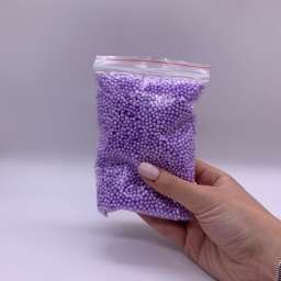 Мелкие Пенопластовые шарики для слаймов (упак. 10х15 см, Нежно-Фиолетовые)