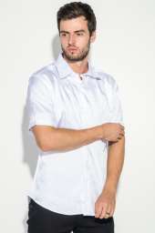 Рубашка мужская однотонная с перламутровым узором 50P043 (Белый)