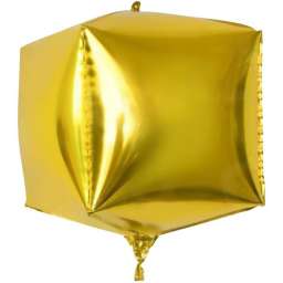 Шар фольгированный 60 см “Куб” (Золото)