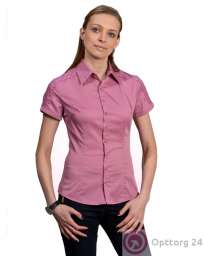 Блузка короткий рукав розовая с гепюпом на погонах