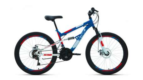 Подростковый горный (MTB) велосипед ALTAIR MTB FS 24 Disc синий/красный 15” рама
