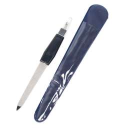 Пилка для ногтей металлическая с триммером в чехле “Галантика”, цвет ручки черный, цвет пилки серебр