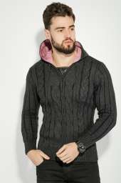 Пуловер мужской с капюшоном 48P3128 (Грифельный)