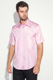 Рубашка мужская однотонная с перламутровым узором 50P043 (Розовый)