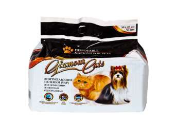 Пелёнки впитывающие гелевые для животных Glamour Cats (30х45 - 50)