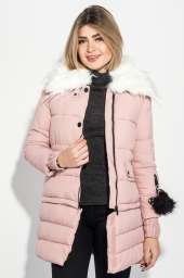 Куртка женская с отстегивающимся низом, крупный брелок на рукаве 315V001 (Розовый)
