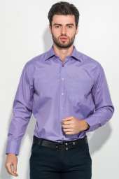 Рубашка мужская в мелкую клетку, с крупным карманом 50PD0029 (Фиолетовый)