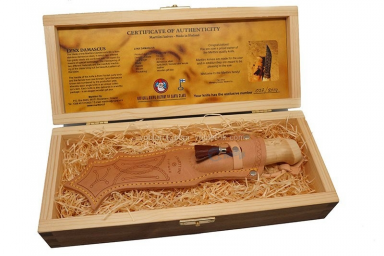 Нож Marttiini Lynx Damascus, деревянная подарочная упаковка