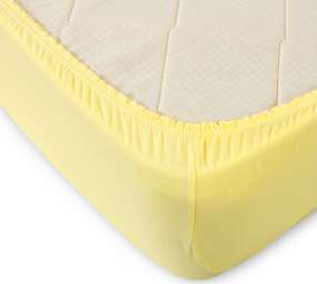 Простыни трикотажные на резинке в детскую кроватку желтый