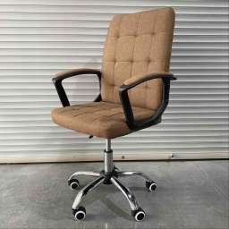 Кресло офисное с регулируемой спинкой и без подножки 001 коричневый текстиль
