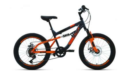 Подростковый горный (MTB) велосипед ALTAIR MTB FS 20 Disc серый/оранжевый 14” рама