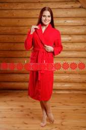 Махровый женский халат -“ЭЛИТ”  шалька 44, красный
