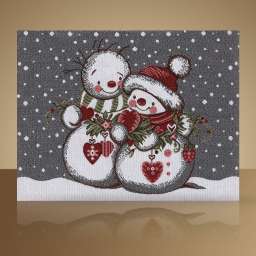 Салфетка гобеленовая декоративная “Меланжевая сказка - Снеговики”