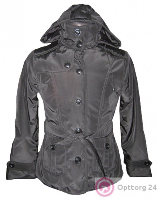 Куртка женская чёрного цвета с поясом