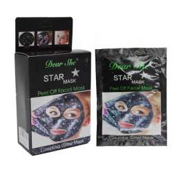 Маска для лица Dear She Star Mask Luxurious Glitter Mask черная 10 шт