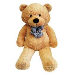 Мягкая игрушка медведь светло-коричневы с бантом в клетку 110см