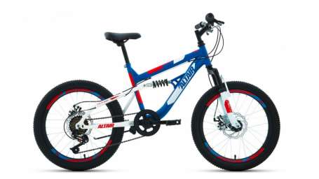 Подростковый горный (MTB) велосипед ALTAIR MTB FS 20 Disc синий/красный 14” рама