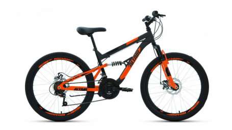 Подростковый горный (MTB) велосипед ALTAIR MTB FS 24 Disc серый/оранжевый матовый 14.5” рама