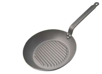 Сковорода-гриль d=26 см белая сталь “Carbone Steel” (индукция) De Buyer 5530.26