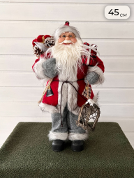 Новогодняя фигура “Дед Мороз”, 45см, серо-красный с мешком подарков, арт. BL-24928