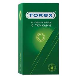 Презервативы TOREX латексные с точками (12 шт/уп)