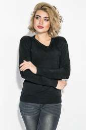 Пуловер женский, однотонный, базовый 127V001 (Черный)