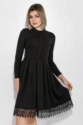 Платье женское с кружевом на подоле 69PD943 (Черный)