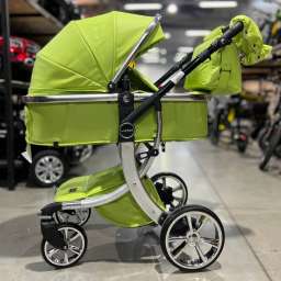 Детское 4-х колесное шасси-трансформер Luxmom 608 2в1 new светло-зелёная экокожа