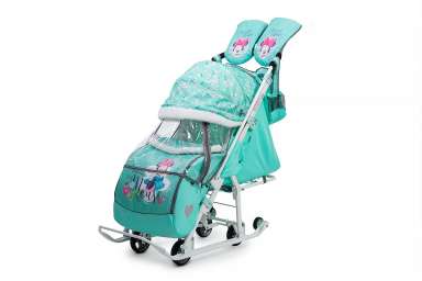 Санки-коляска Nika - Disney Baby 2 Цвет ткани: Светло-Зеленый
(Мятный (Минни Маус (DB2/2)); Цвет рам