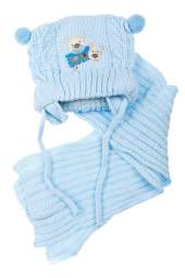 Комплект детский шапка и шарф с мишками 65P13-034 junior (Голубой)