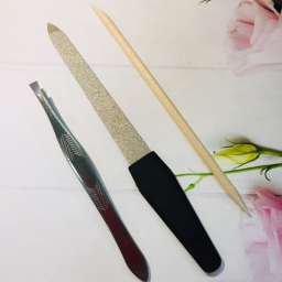Маникюрный набор на блистере, 3 предмета “Ультрамарин - Ваши ручки” (пинцет, пилка металлическая и п