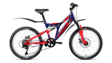 Подростковый горный (MTB) велосипед ALTAIR MTB FS 20 2.0 Disc синий/красный 13” рама