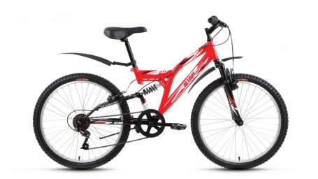 Подростковый горный (MTB) велосипед ALTAIR MTB FS 24 красный/черный матовый 14.5” рама